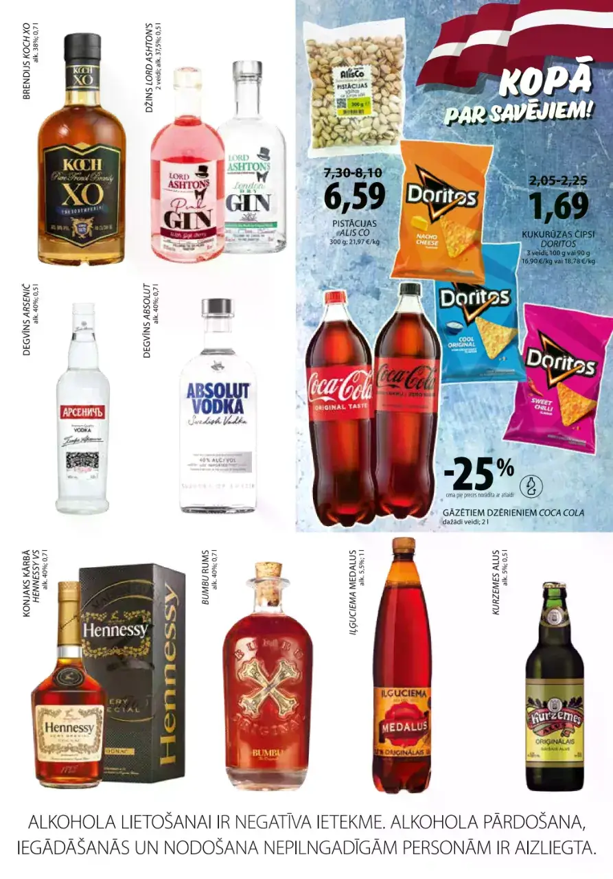 ELVI dzērienu un uzkodu akcijas ar Coca-Cola, Doritos un alkoholiskajiem dzērieniem