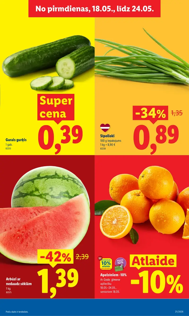 Lidl akcijas ar arbūziem, apelsīniem un sīpollokiem