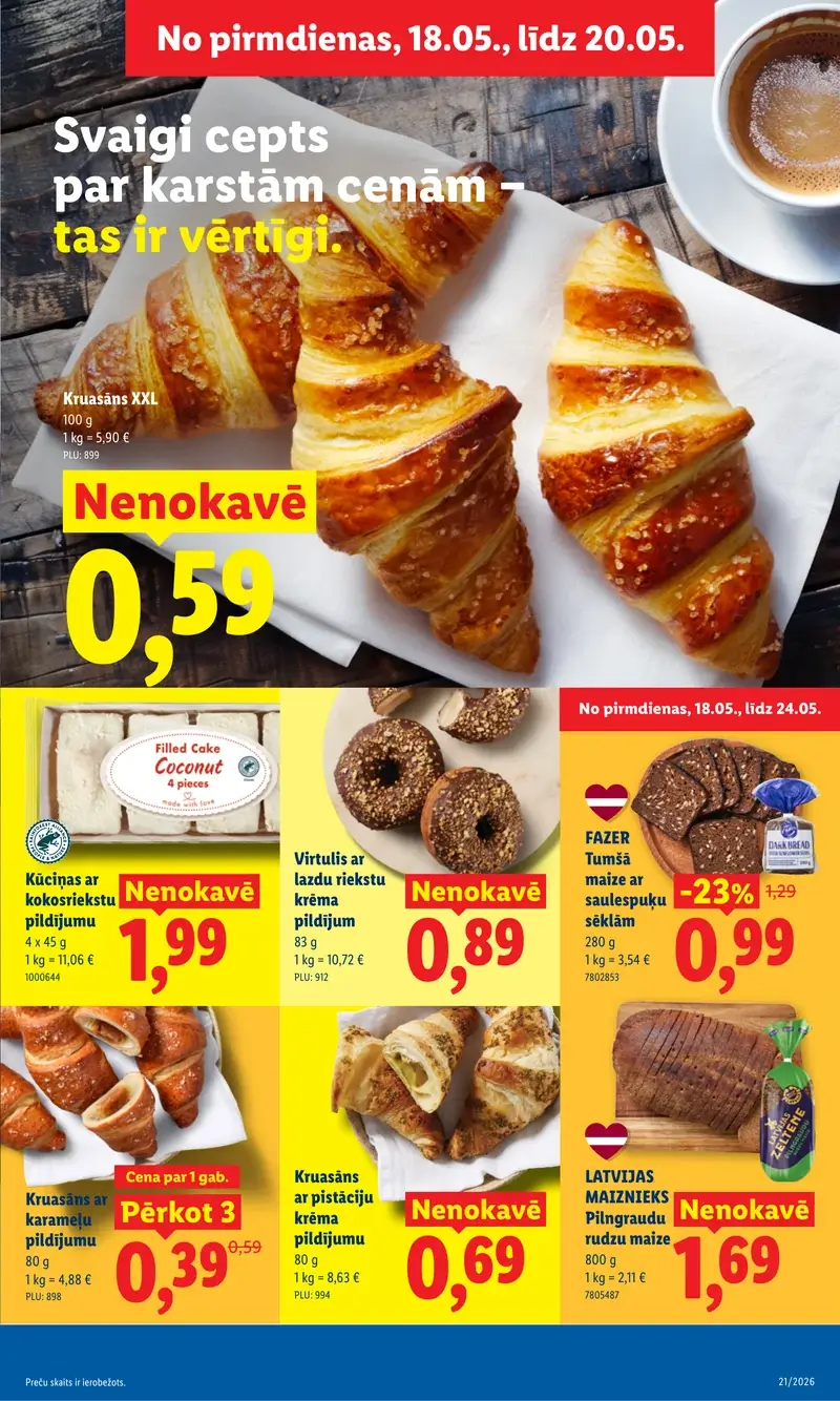Lidl svaigi ceptas maizes, kruasānu un virtuļu akcijas