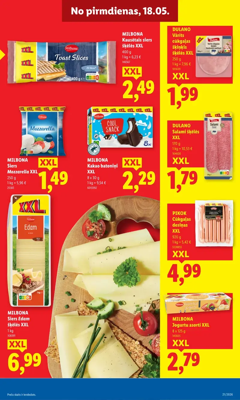 Lidl XXL akcijas ar sieru, jogurtiem un salami