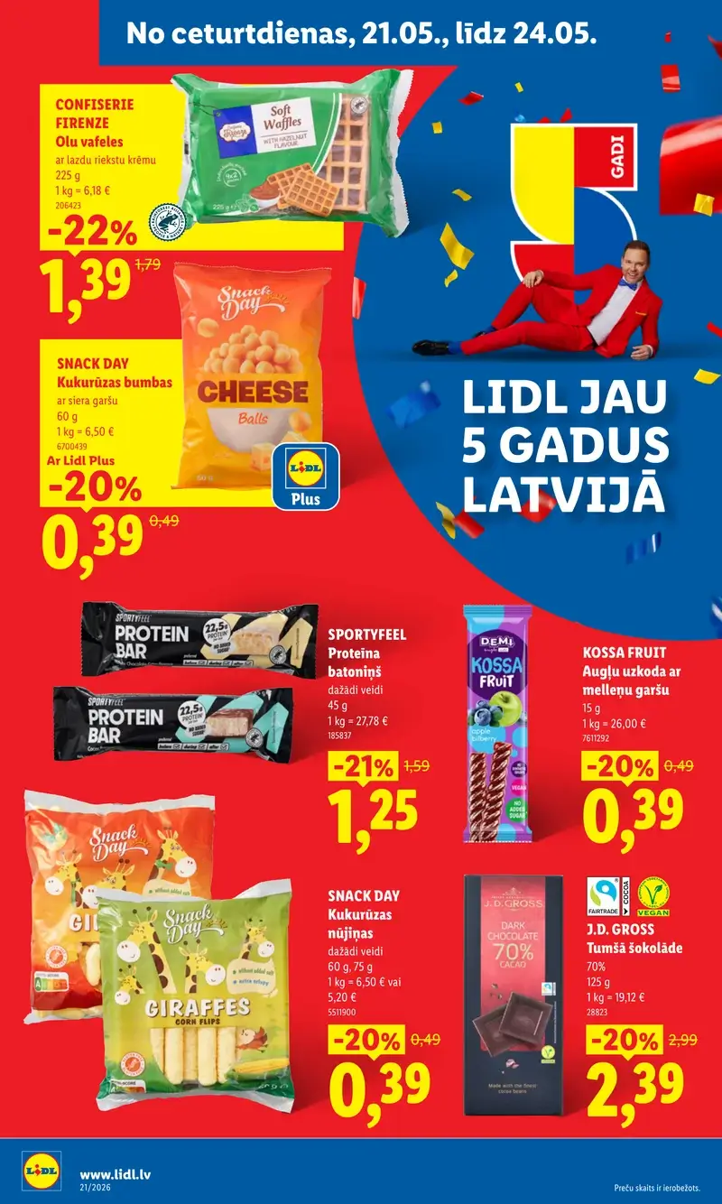 Lidl saldumu akcijas ar šokolādi, vafelēm un proteīna batoniņiem