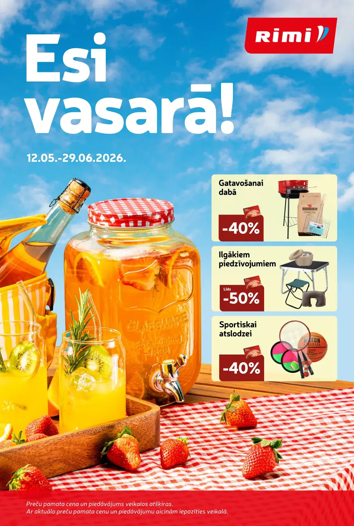 Rimi Esi vasarā akcijas buklets 12.05.–29.06.2026. vasaras preču un grila akcijas