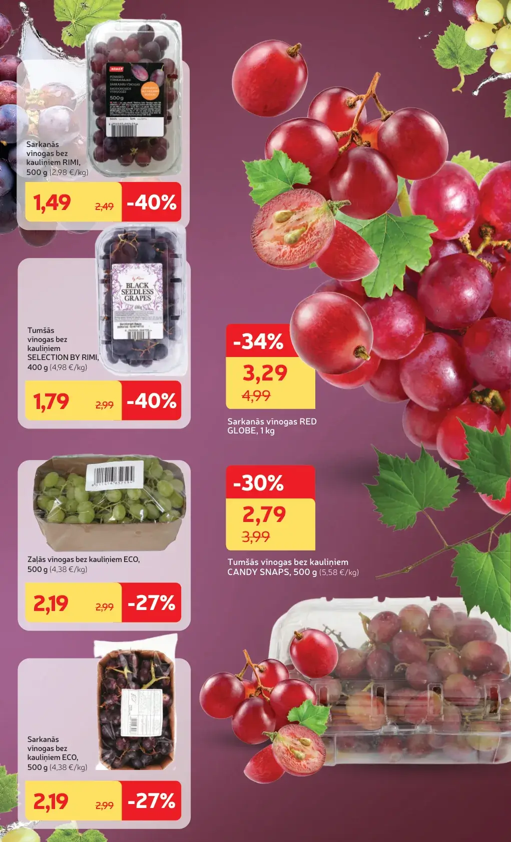Rimi Vīnogu svētki ar Red Globe, Candy Snaps un ECO vīnogām