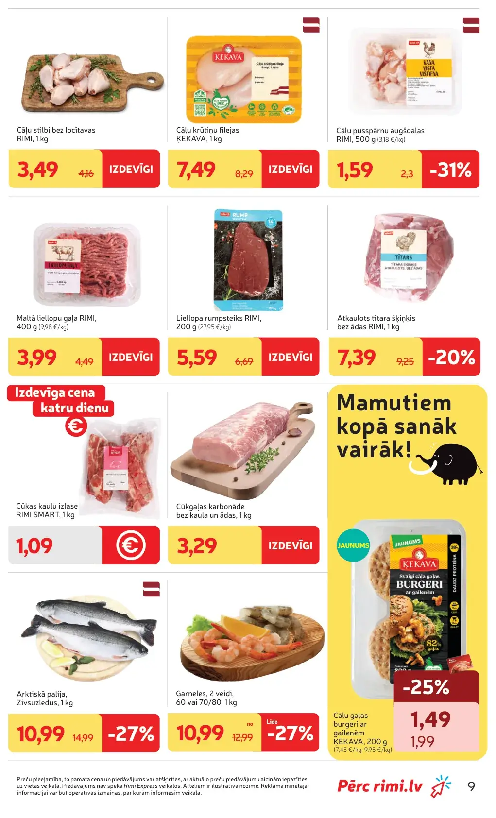 Rimi svaigas gaļas un zivju akcijas ar Ķekava fileju, cūkgaļu, paliju un garnelēm