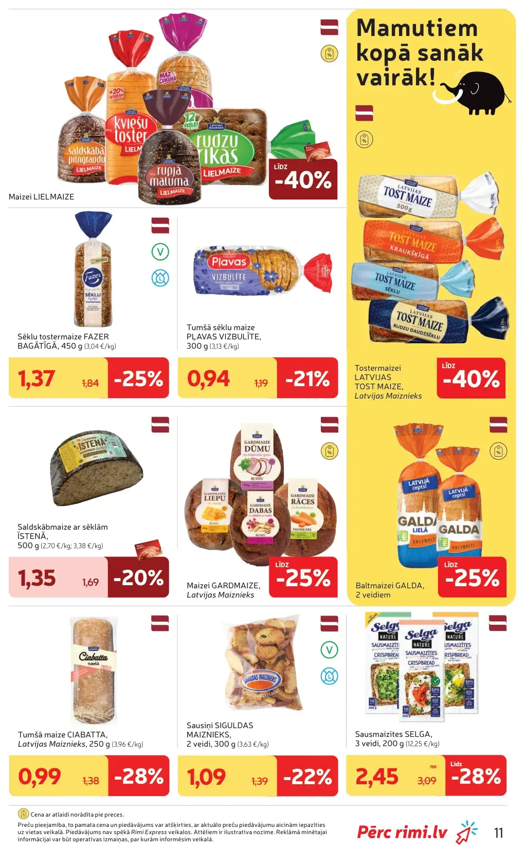 Rimi maizes akcijas ar Fazer, Latvijas Maiznieks, Galda un Selga produktiem