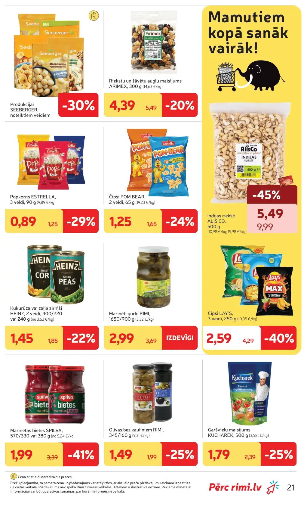 Rimi uzkodu akcijas ar Lays, Alis Co, Estrella, Pom Bear, Spilva un Heinz